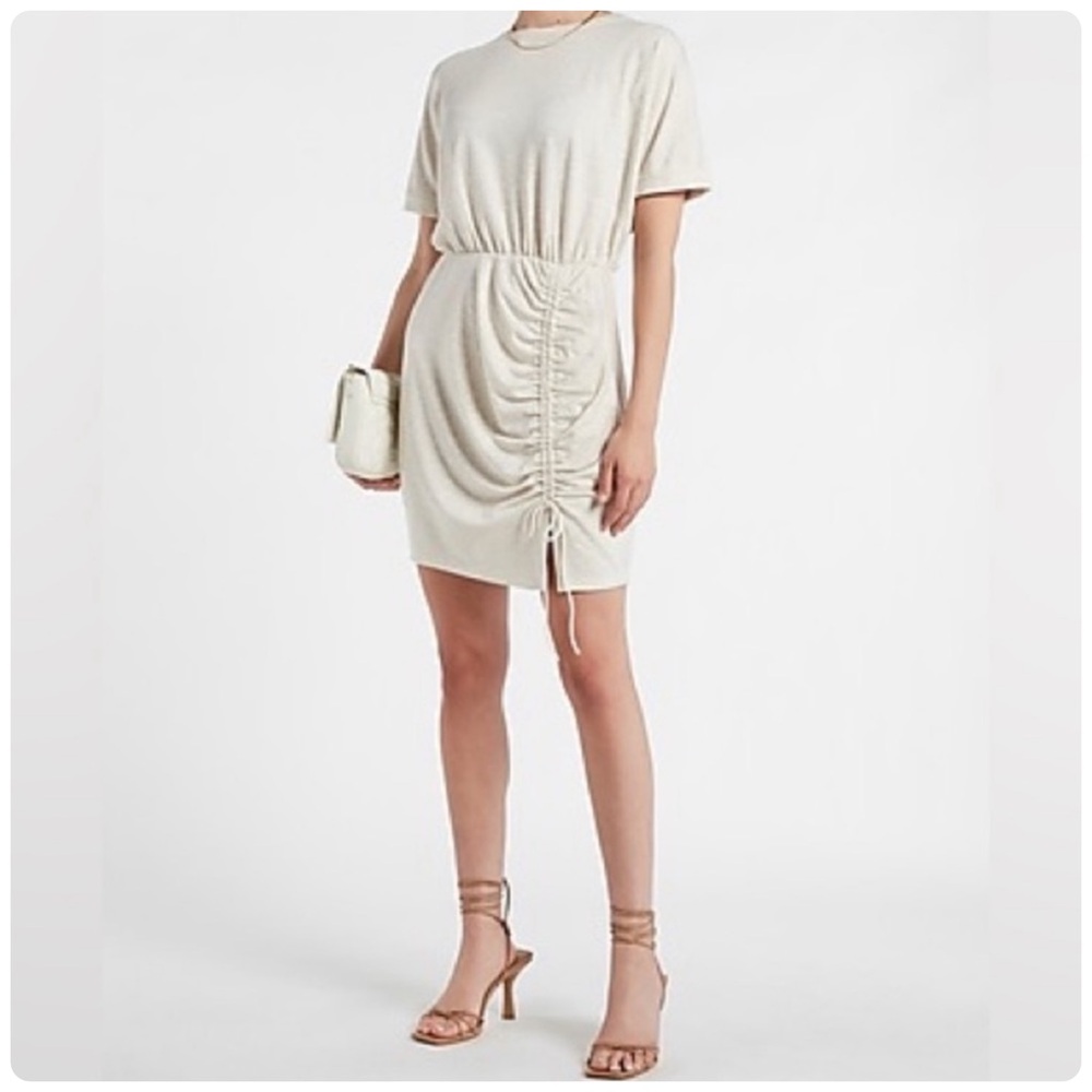 Express French Terry Ruched Tee Shirt Dress